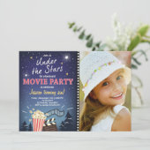 Movie Night Verjaardag Uitnodiging Onder de Sterre (Staand voorkant)