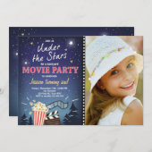 Movie Night Verjaardag Uitnodiging Onder de Sterre (Voorkant / Achterkant)