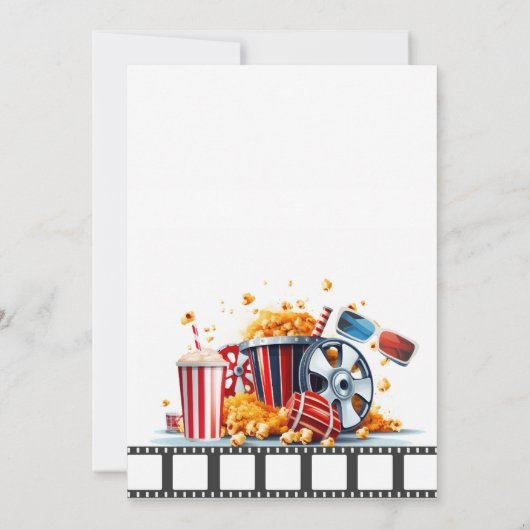 Movie Night Verjaardagsfeestje Film Party Uitnodig Kaart (Achterkant)