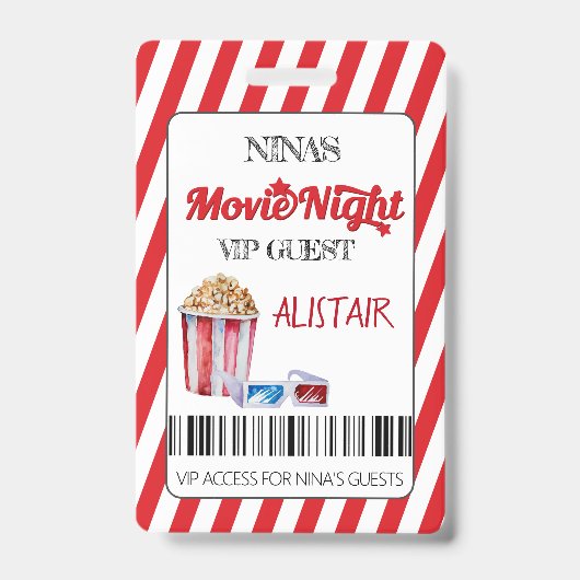 Movie Night VIP Guest Lanyard, cinema Lanyard Badge (Front)