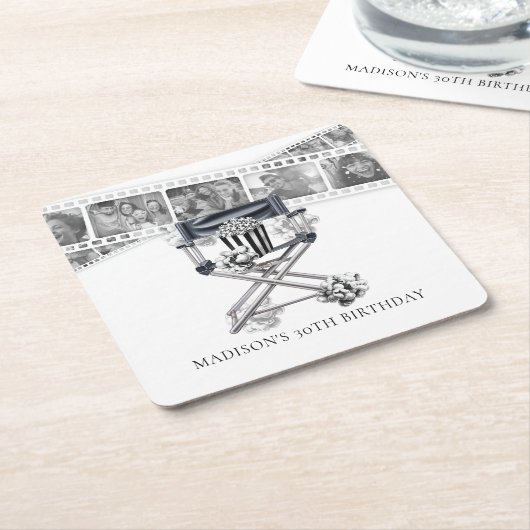  Movie Party Adult Birthday Custom Kartonnen Onderzetters (Schuin)