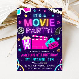 Movie Party Birthday Invitation Kaart