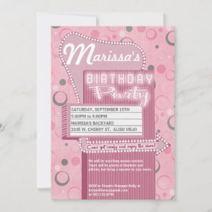 Movie Party Invitation Retro Drive in Marquee Kaart