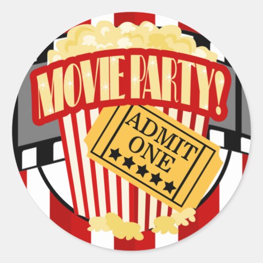 MOVIE PARTY Ronde Favor Sticker (Voorkant)