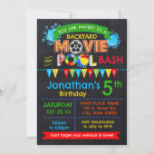 Movie Pool Verjaardagsfeestje Bash Primaire Kleure Kaart (Voorkant)