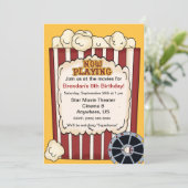 Movie Popcorn Kids Birthday Invitation Kaart (Staand voorkant)