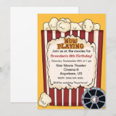 Movie Popcorn Kids Birthday Invitation Kaart (Voorkant / Achterkant)
