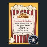 Movie Popcorn Kids Birthday Invitation Kaart<br><div class="desc">Nodig je gasten op een leuke en leuke manier uit naar je verjaardagsfeestje of elke gelegenheid met deze film en popcorn uitnodiging.</div>