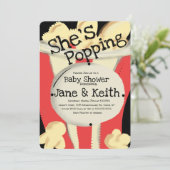 Movie Popcorn Party Red Hand Drawn Babydouche Kaart (Staand voorkant)