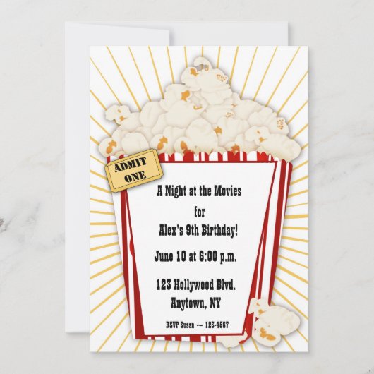 Movie Popcorn Uitnodiging (Voorkant)