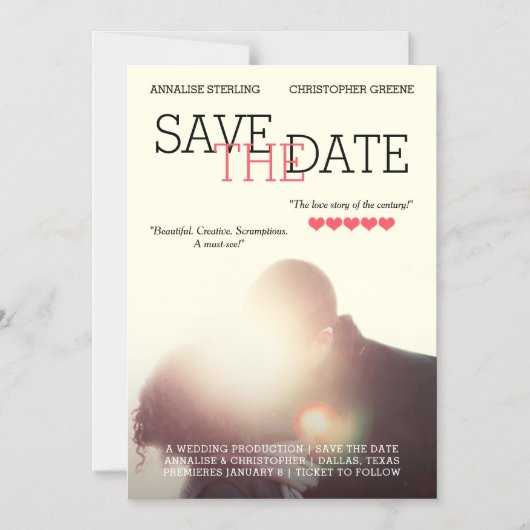 Movie-Poster De datum opslaan Magnetische Uitnodiging (Voorkant)