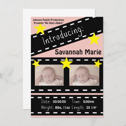 Movie Reel Clapper Board Aankondiging (Voorkant / Achterkant)