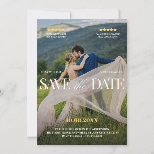 Movie romantic wedding  save the date (Voorkant)