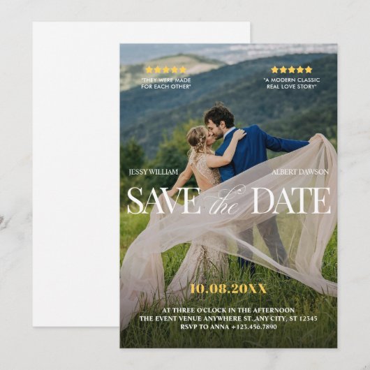 Movie romantic wedding  save the date (Voorkant / Achterkant)