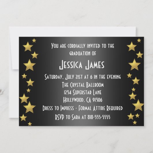 Movie Star - Afstuderen-uitnodiging Kaart (Achterkant)