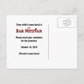 Movie Star Bar Mitswa Save the Date Geel Blauw Aankondigingskaart (Achterkant)