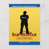 Movie Star Bar Mitswa Save the Date Geel Blauw Aankondigingskaart (Voorkant)