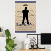 Movie Star Bar Mitzvah Poster Tan Navy Blue (Thuiskantoor)