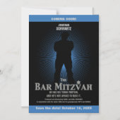 Movie Star Bar Mitzvah Save the Date Black Navy Magnetische Uitnodiging (Voorkant)