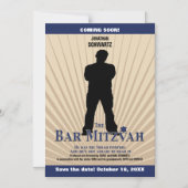 Movie Star Bar Mitzvah Save the Date Tan Navy Blue Magnetische Uitnodiging (Voorkant)