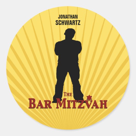 Movie Star Bar Mitzvah Sticker geel blauw (Voorkant)