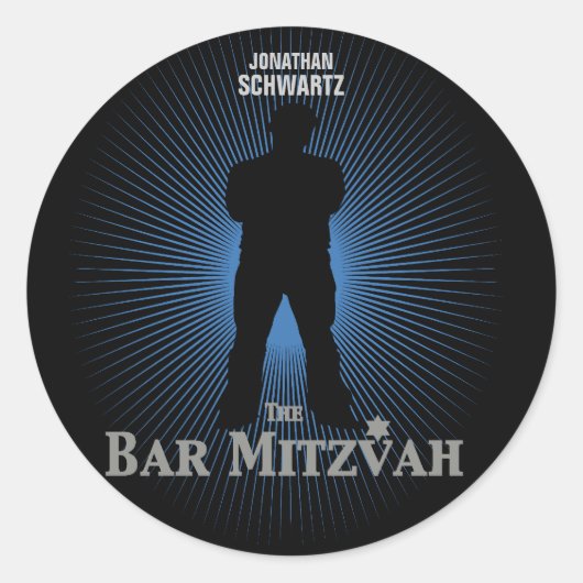 Movie Star Bar Mitzvah Sticker Zwart Navy Blauw (Voorkant)