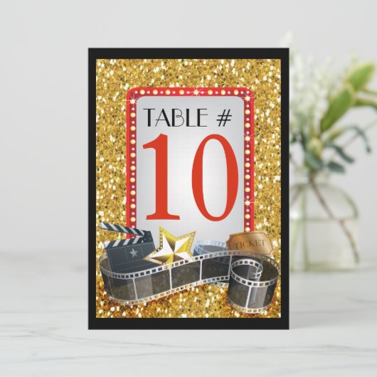 MOVIE STAR Bat Mitzvah Table Number Card Kaart (Staand voorkant)