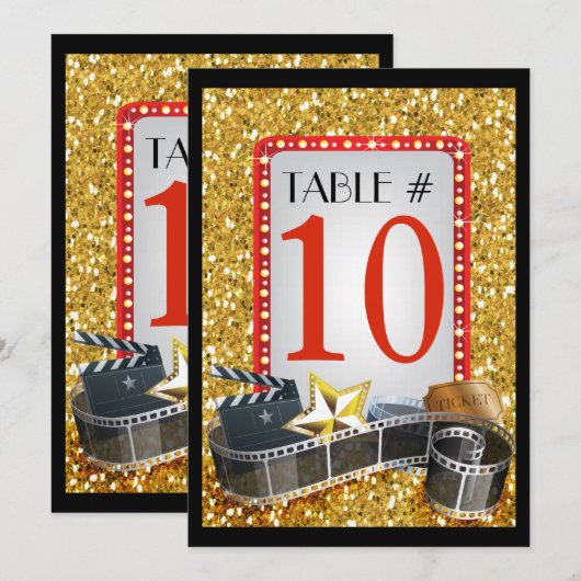 MOVIE STAR Bat Mitzvah Table Number Card Kaart (Voorkant / Achterkant)