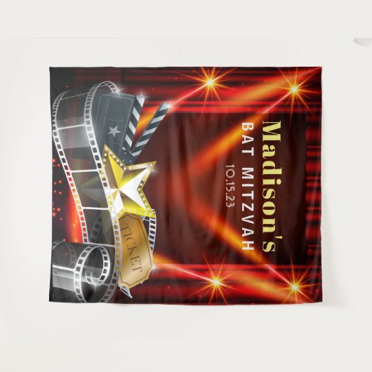 MOVIE STAR HOLLYWOOD Bat Mitzvah Invitation Wandkleed (Voorkant (horizontaal))