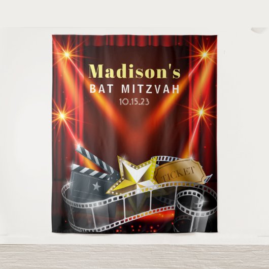 MOVIE STAR HOLLYWOOD Bat Mitzvah Invitation Wandkleed (Voorkant)