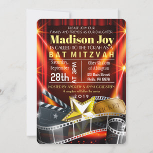 MOVIE STAR HOLLYWOOD Bat Mitzvah Uitnodiging