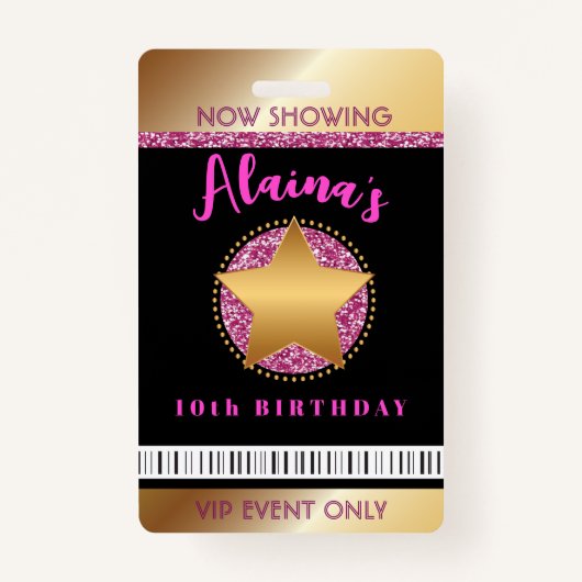 MOVIE STAR HOLLYWOOD BROADWAY Birthday VIP Pass Ba Badge (Voorkant)