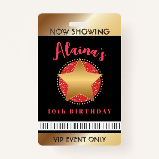 MOVIE STAR HOLLYWOOD BROADWAY Birthday VIP pass Badge (Voorkant)