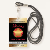 MOVIE STAR HOLLYWOOD BROADWAY Birthday VIP pass Badge (Voorkant met draagriem)