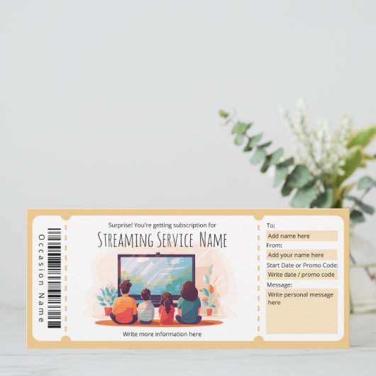 Movie Streaming Abonnement Gift Kaart Sjabloon (Staand voorkant)