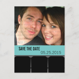 Movie Theater Photo Save the Date Briefkaart, Aqua Aankondigingskaart