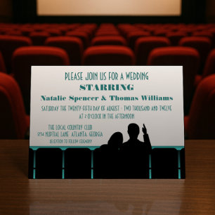 Movie Theater Wedding Invite, Blauwgroen Kaart