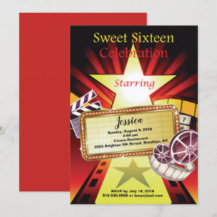 Movie Theme Sweet 16 Uitnodiging