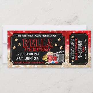 Movie Ticket Birthday Uitnodiging