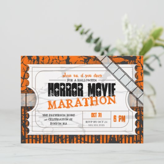 Movie Ticket Halloween Horror Kaart (Staand voorkant)