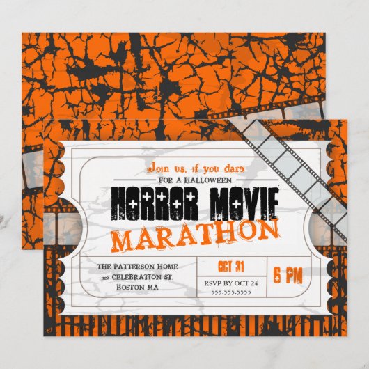 Movie Ticket Halloween Horror Kaart (Voorkant / Achterkant)