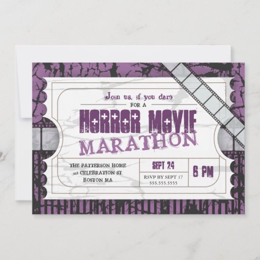 Movie Ticket Horror Movie Party Admission Kaart (Voorkant)