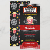 Movie Ticket Invite, Movie Night Invitation (Voorkant / Achterkant)