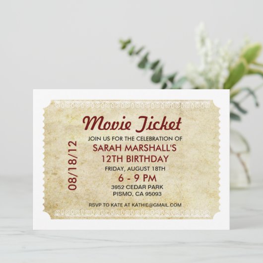 Movie Ticket Kaart (Staand voorkant)