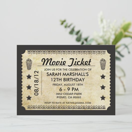 Movie Ticket Kaart (Staand voorkant)