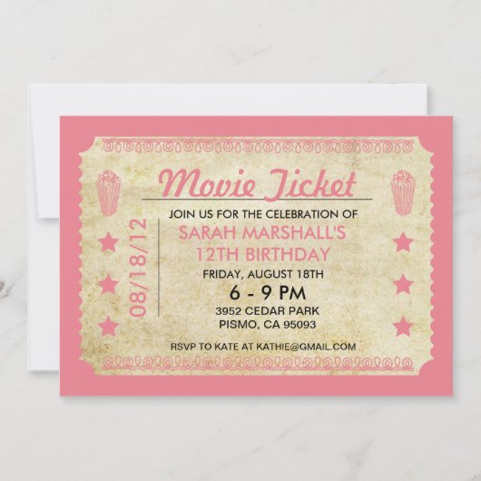 Movie Ticket Kaart (Voorkant)