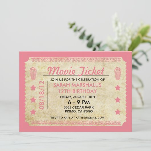 Movie Ticket Kaart (Staand voorkant)