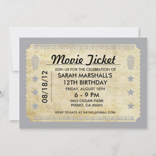 Movie Ticket Kaart (Voorkant)