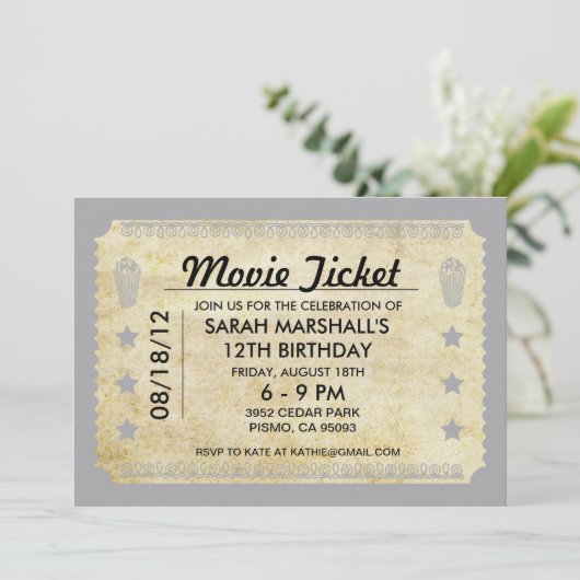 Movie Ticket Kaart (Staand voorkant)