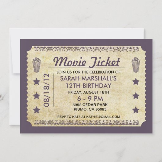 Movie Ticket Kaart (Voorkant)